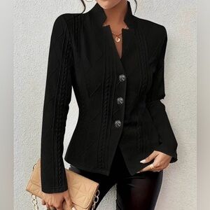 NWT Cutr Black Blazer with Button Detail